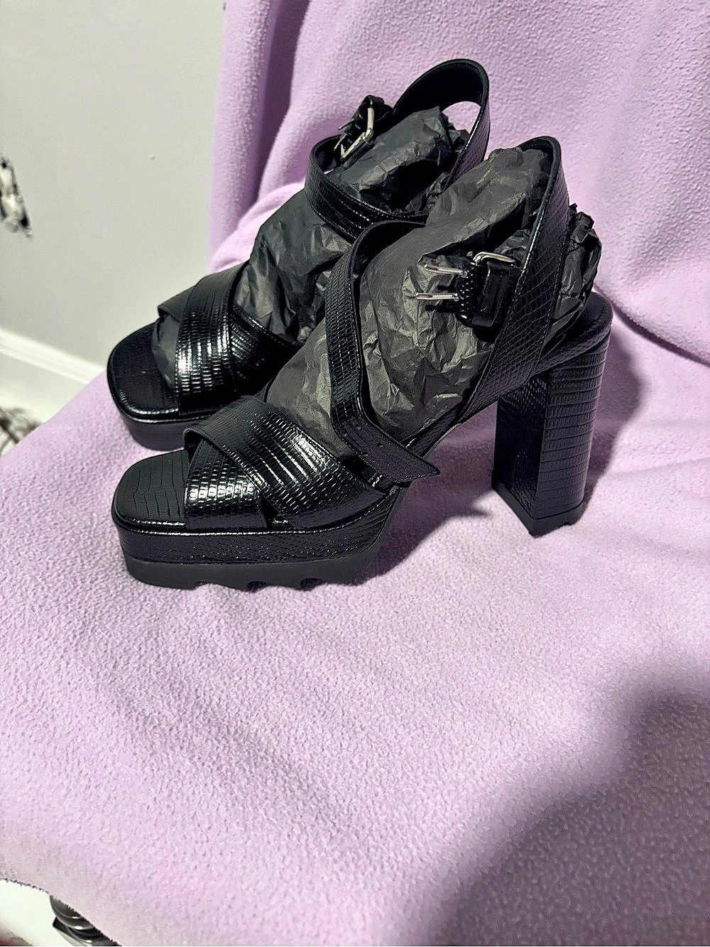 The Kooples ASH Black Leather Platform Heels EU 38 Like New